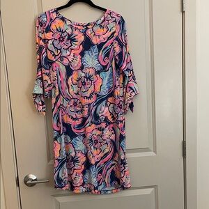 Lilly Pulitzer Vibrant Floral Mini Dress - Pink and Blue
